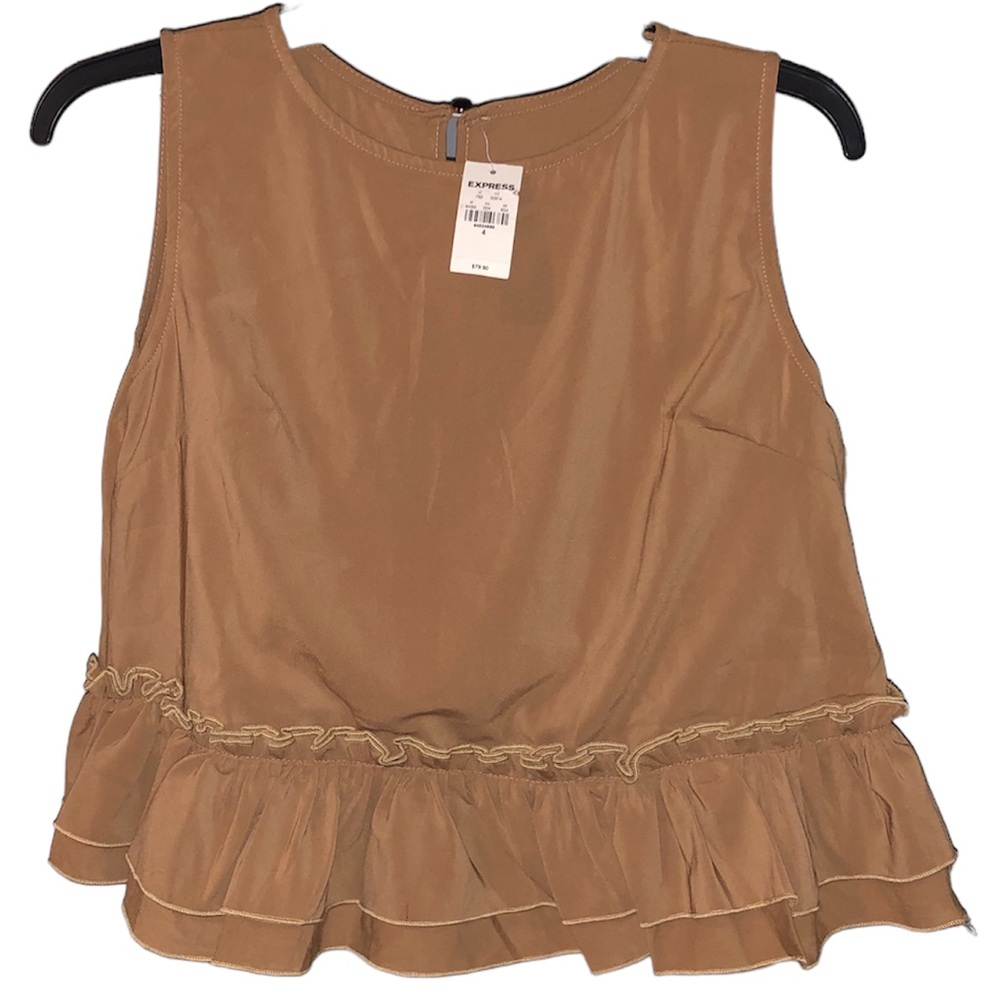 BRAND NEW!!NEVER WORN!! EXPESS 4 tops brown, ruffles short sleeve top
